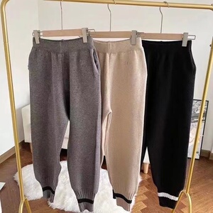 河南桑坡ugg烟管裤外穿针织加厚羊绒裤羊毛奶奶裤秋冬季新款显瘦