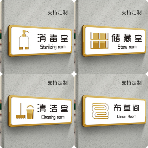 储藏室门牌亚克力标牌企业公司酒店仓库标识牌布草间清洁室消毒室科室
