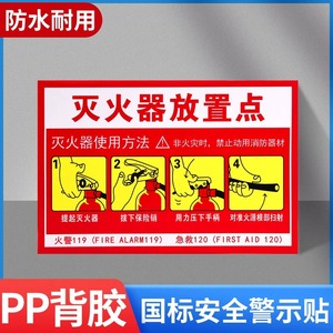 灭火器放置点指示贴纸消火栓使用方法说明安全警示牌消防标识标牌提示牌禁止吸烟严禁吸烟警告贴工厂车间标语