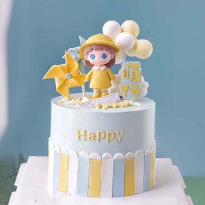 网红可爱黄色小鸭校园小黄帽女孩黄鸭王子情侣蛋糕装饰摆件烘培