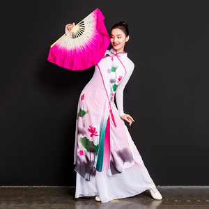 正品真丝舞蹈扇子 双面胶州扇 秧歌扇子竹骨标准跳舞扇子表演扇子