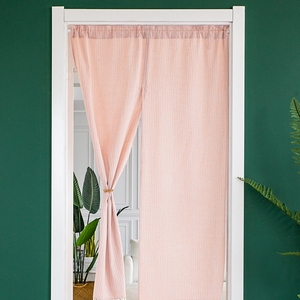 日式对开式门帘布帘隔断帘卧室厨房免打孔卫生间窗帘雪纺防晒挂帘