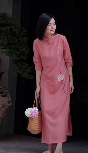 新中式民国风改良旗袍茶歇复古高级感重工手工刺绣绝美连衣裙女夏