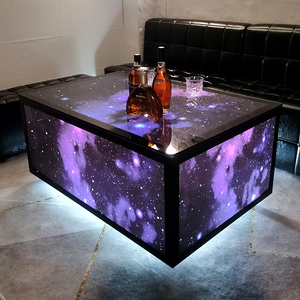 星空ktv发光茶几欧式现代不锈钢钢化玻璃桌子现代卡座专用酒吧台