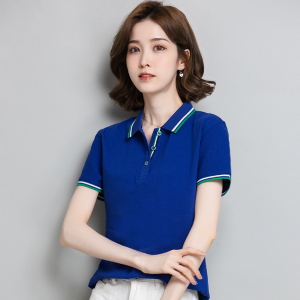 polo衫女短袖夏季定制工作服印logo纯棉翻领运动宽松短款t恤上衣