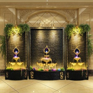 造景树脂鱼缸水幕墙走廊背景墙养鱼池屏风墙水幕水池鱼池欧式摆设