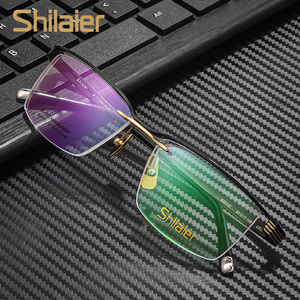 诗莱尔防蓝光眼镜纯钛眼镜大框防辐射配镜潮变色镜近视眼镜80011c