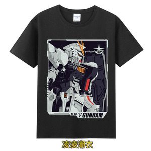 机动战士高达逆袭的夏亚 rx-93ν gundam个性潮流宽松纯棉短袖t恤