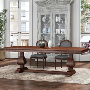 美式轻奢复古工作台实木做旧办公桌长方形大型会议桌原木洽谈长桌