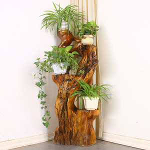 根雕花架实木树根盆景架天然木根香樟木电视客厅花盆架树头hr2503