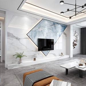 现代简约电视背景墙轻奢大理石几何墙北欧影视墙客厅自粘壁画壁纸