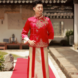 秀禾服男新郎装中式礼服龙凤褂大码2021年冬季新款结婚接亲敬酒服