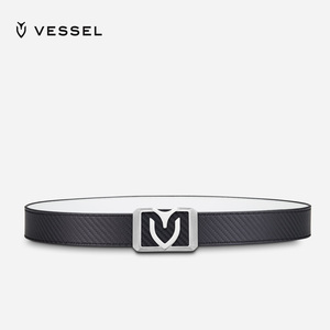 vessel新款方形潮牌皮带男 不锈钢亮面b2x纹路正反双色变装设计