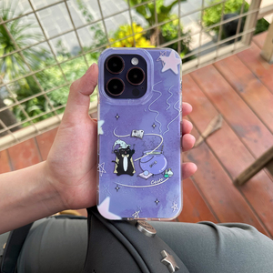Casto原创新款紫色魔法猫咪iPhone15promax手机壳小众双层印花IMD全包苹果14P1312pro手机壳可爱光面防摔保护