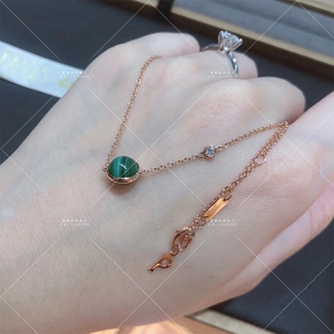 代购 piaget伯爵 18k玫瑰金possession时来运转项链孔雀石锁骨链