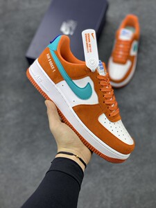 nike air force 1 透气耐磨轻便 低帮休闲板鞋白橙色,aj1