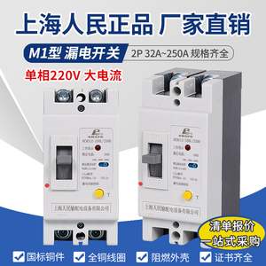 上海人民漏电断路器 2P漏保大电流 家用220V闸刀开关250A160A125A