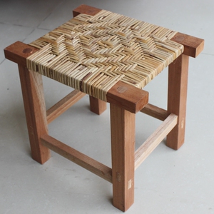 实木凳子手工榫卯藤编休闲简约复古中国风方凳番茄披萨养分齐全物