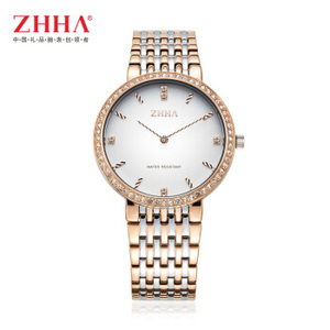 致豪（ZHHA）手表时尚腕表简约商务防水石英表ZW-067玫瑰金白面男