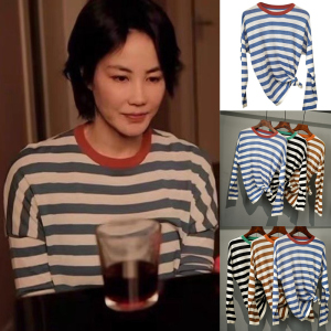 王菲同款条纹针织衫小众打底衫早春韩系上衣轻熟超细羊毛衫女薄款