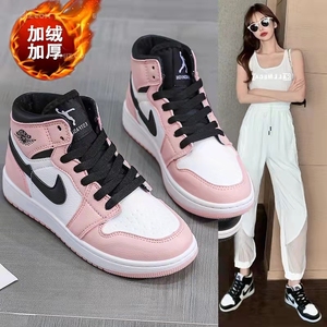 耐克潮新款秋冬加绒aj女鞋高帮学生运动百搭小白鞋空军一号板鞋潮