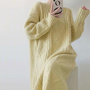 91woaini412326淘宝连帽针织连衣裙女秋冬打底长款过膝慵懒风韩版