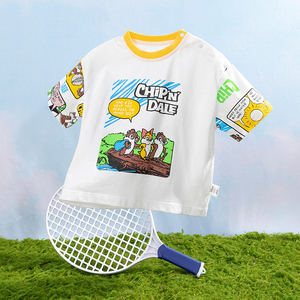 迪士尼童装男童短袖T恤可爱松鼠夏季清凉奇奇蒂蒂卡通体恤衫