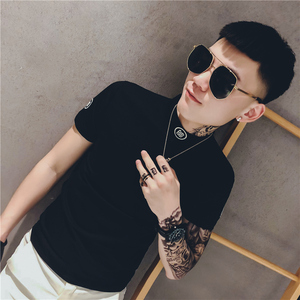 2019新款夏季精神小伙衣服男短袖潮流快手网红社会人男士紧身t恤