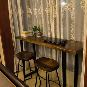 定制实木吧台桌书桌办公桌长条桌靠墙窄桌子学习桌工作台高脚桌椅