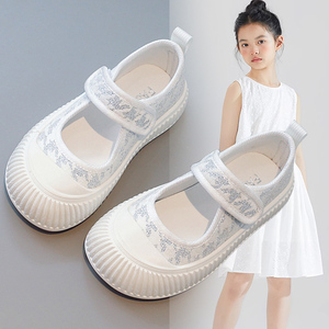 女童小白鞋2024夏季新款儿童鞋子软底透气中大童小女孩夏款帆布鞋