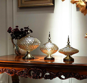 美式带盖果盘 现代客厅水果盘 创意欧式家用餐桌茶几柜台装饰摆件