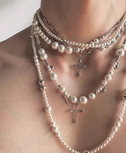 珍珠钛钢长复古毛衣链多种配搭方式叠戴个性choker项链