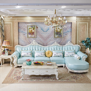 欧式真皮转角沙发组合3米3.7米客厅实木整装大气奢华贵妃全皮沙发