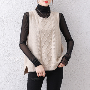针织马甲女短款春秋毛线背心2021年新款宽松韩版外穿上衣毛衣坎肩
