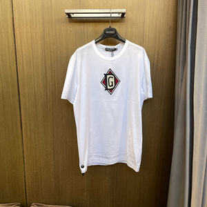 意大利购 d&g杜嘉班纳 t恤男士白色纯棉休闲短袖 秋冬款