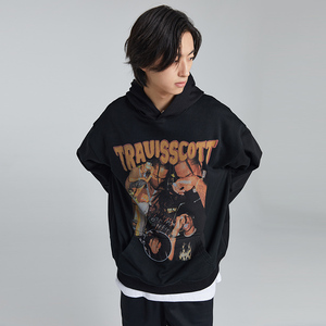 king prince卫衣hiphop高街秋季男嘻哈潮流人像印花街头宽松帽衫