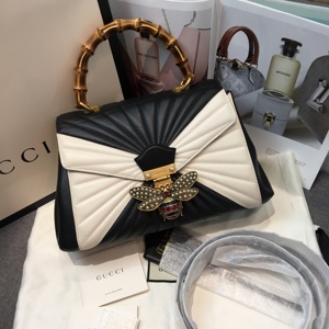 gucci/古驰新款queen margaret系列珍珠蜜蜂竹节手提包