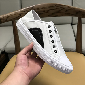 套脚小白鞋男鞋2022春夏新款真皮透气乐福鞋懒人一脚蹬休闲鞋小码