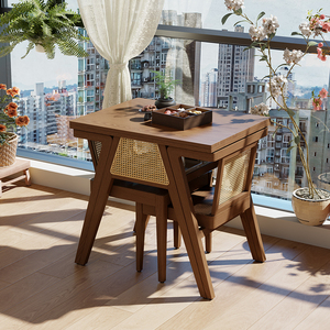 冬木阳台小桌椅三件套实木一桌二椅创意休闲喝茶桌椅组合小户型
