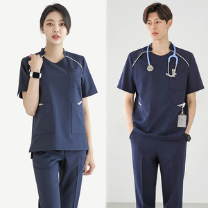 韩式新款口腔医生工作服牙科两件套女洗手衣服宠物医院工作服套装