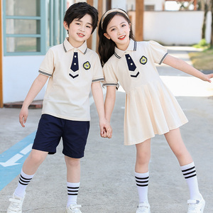 幼儿园园服夏季男女纯棉运动班服套装小学生校服毕业照六一表演服
