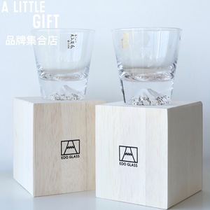 日本正品富士山江户硝子手工玻璃杯套盒威士忌酒杯结婚生日礼物