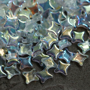 10mm捷克珠双孔幻彩镀彩星星四角星珠耳环琉璃珠手作diy饰品配件