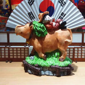 韩国牛摆件储蓄罐人偶娃娃韩式餐厅朝鲜族牛肉汤饭摆饰桌面工艺品