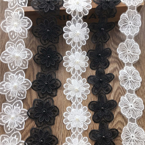 新品蕾丝花边diy手工装饰立体花朵欧根纱刺绣布贴补丁服装辅料