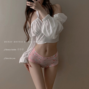 『Hottie』可爱甜美少女内裤2023新款透气舒适卡通印花中腰三角裤