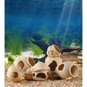 鱼缸造景躲避洞产卵罐鱼虾躲藏屋异型陶瓷繁殖罐水族摆件