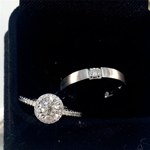 现货白18k金10分男钻戒钻石男戒指单钻经典拉丝大气结婚戒指