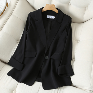 夏季薄款西装外套女2023黑色外衣西服短款外套气质韩版高级感上衣
