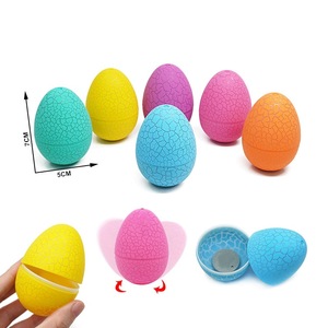 复活节裂纹彩蛋抽奖球鸡蛋玩具彩色塑料开口蛋球diy扭蛋壳不倒翁